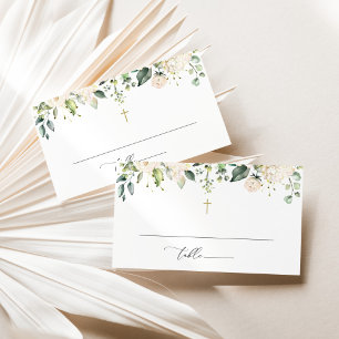 Carte De Placement Fleurs blanches, Fleurs crème, Bohème, Floral Bapt