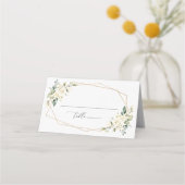 Carte De Placement Fleurs blanches, fleurs crème, verdure, mariage (Devant)