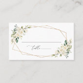 Carte De Placement Fleurs blanches, fleurs crème, verdure, mariage (Devant)
