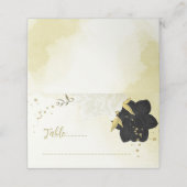 Carte De Placement fleurs blanches noires or feuilles (Extérieur déplié)