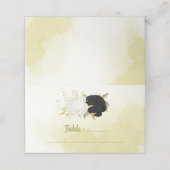 Carte De Placement fleurs blanches noires or feuilles (Extérieur déplié)