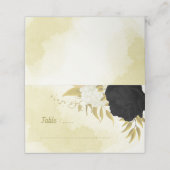 Carte De Placement fleurs blanches noires or feuilles (Extérieur déplié)