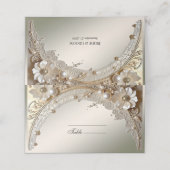 Carte de placement Fleurs Blanches Perles Moderne (Extérieur déplié)