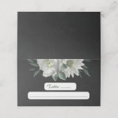 Carte De Placement fleurs blanches romantiques botaniques noires (Extérieur déplié)