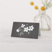 Carte De Placement fleurs blanches vert feuille botanique noir (Dos)