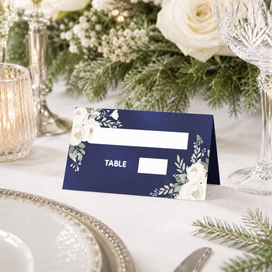 Carte De Placement Fleurs bleu blanc ivoire