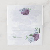 Carte De Placement Fleurs bleu pourpre vert feuille mariage (Extérieur déplié)