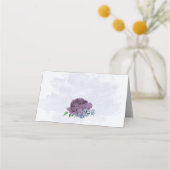 Carte De Placement Fleurs bleu pourpre vert feuille mariage (Dos)