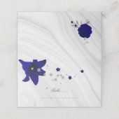Carte De Placement fleurs bleu royal argent (Extérieur déplié)