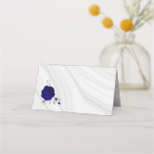 Carte De Placement fleurs bleu royal argent (Dos)