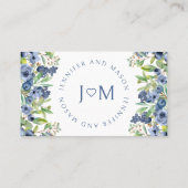 Carte De Placement Fleurs bleues bleues bleues mariage Plat Place Car (Dos)