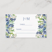 Carte De Placement Fleurs bleues bleues bleues mariage Plat Place Car (Devant)