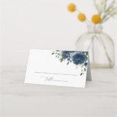 Carte De Placement Fleurs bleues de la Marine, Verdure, Boho, Fête de (Devant)