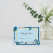 Carte De Placement Fleurs bleues et papillons (Debout devant)