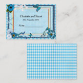 Carte De Placement Fleurs bleues et papillons (Devant / Derrière)