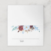 Carte De Placement Fleurs bleues et rouges bordeaux poussiéreuses (Extérieur déplié)