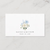 Carte De Placement Fleurs bleues, Fleurs blanches, Verdure, Mariage (Dos)