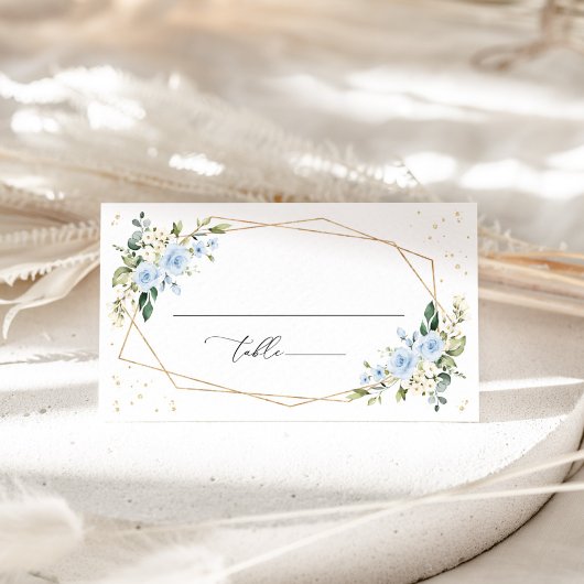 Carte De Placement Fleurs bleues, Fleurs blanches, Verdure, Mariage