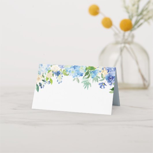 Carte De Placement Fleurs bleues hydrangea Mariage Place pliée Carte (Dos)