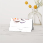 Carte De Placement Fleurs Boho Aquarelle Plumes (Devant)