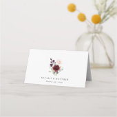 Carte De Placement Fleurs Bourgogne, Fleurs roses, Verdure, Mariage (Dos)
