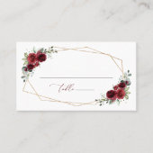 Carte De Placement Fleurs Bourgognes, Fleurs Rouges, Fête des mariées (Devant)