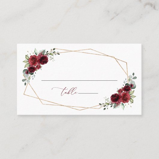 Carte De Placement Fleurs Bourgognes, Fleurs Rouges, Fête des mariées (Devant)