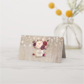 Carte De Placement Fleurs bourguignonnes Mariage en bois rustique Mas (Dos)