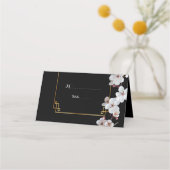 Carte De Placement Fleurs cerises blanches et cadre doré (Devant)