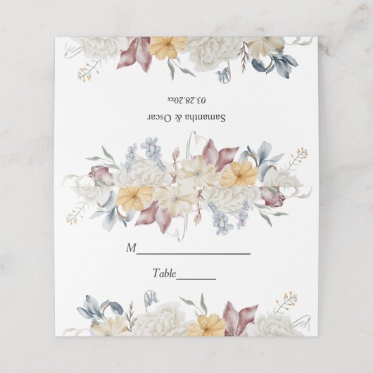 Carte De Placement Fleurs d'aquarelle d'hiver (Extérieur déplié)