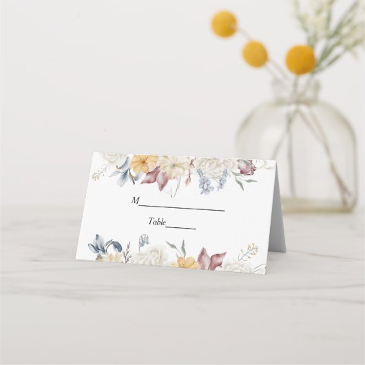 Carte De Placement Fleurs d'aquarelle d'hiver (Devant)