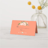 Carte De Placement Fleurs d'aquarelle moderne Vivre Coral Mariage (Dos)