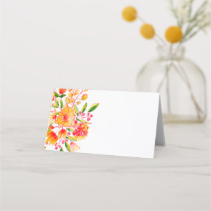 Carte De Placement Fleurs d'aquarelle orange vintage vierges