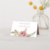 Carte De Placement Fleurs d'aquarelle rose poussiéreuse et mariage fe (Dos)