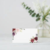 Carte De Placement Fleurs d'aquarelle rouge et pourpre du Boho (Debout devant)