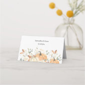 Carte De Placement Fleurs d'aquarelle tendance et Citrouille automne (Dos)