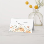 Carte De Placement Fleurs d'aquarelle tendance et Citrouille automne (Devant)