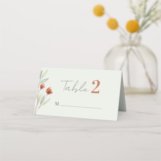 Carte De Placement Fleurs d'aquarelle vert pastel (Dos)