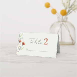 Carte De Placement Fleurs d'aquarelle vert pastel
