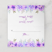 Carte De Placement Fleurs d'aquarelle violet bleu mariage (Extérieur déplié)