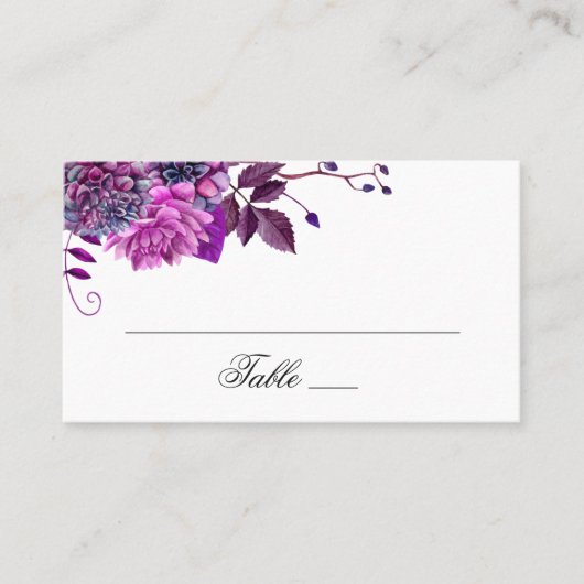 Carte De Placement Fleurs d'aquarelle violet. Mariage floral Lilac (Devant)