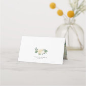 Carte De Placement Fleurs de crème et Mariage de fleurs vertes (Dos)