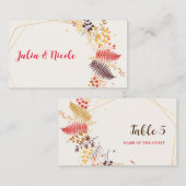 Carte De Placement Fleurs de forêt sauvage Mariage de feuillage de ch (Devant / Derrière)