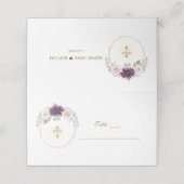 Carte De Placement Fleurs de Lavande Blush Gold Baptism Numéro de tab (Extérieur déplié)
