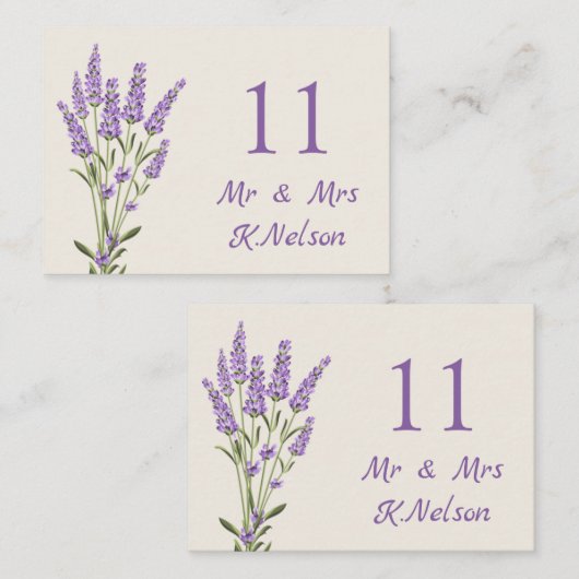 Carte De Placement Fleurs de lavande violette (Devant / Derrière)