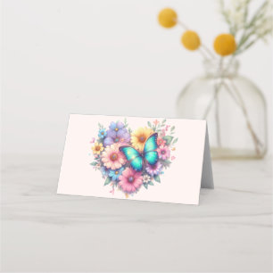 Carte De Placement Fleurs de marguerite avec un beau papillon