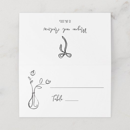 Carte De Placement Fleurs de mariage irrégulières Carte de lieu (Extérieur déplié)