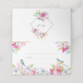 Carte De Placement Fleurs de mariage Lys et oiseaux Aquarelle (Extérieur déplié)