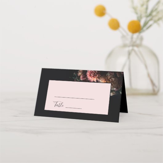 Carte De Placement Fleurs de mariage réalistes sombres et lunatiques (Devant)