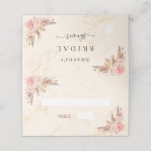 Carte De Placement Fleurs de pampa rose mariage sur marbre (Extérieur déplié)